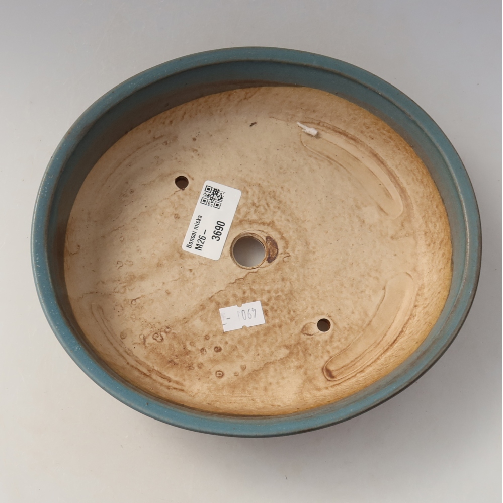Bonsaischaal van keramiek 21 x 19 x 5 cm, kleur blauw