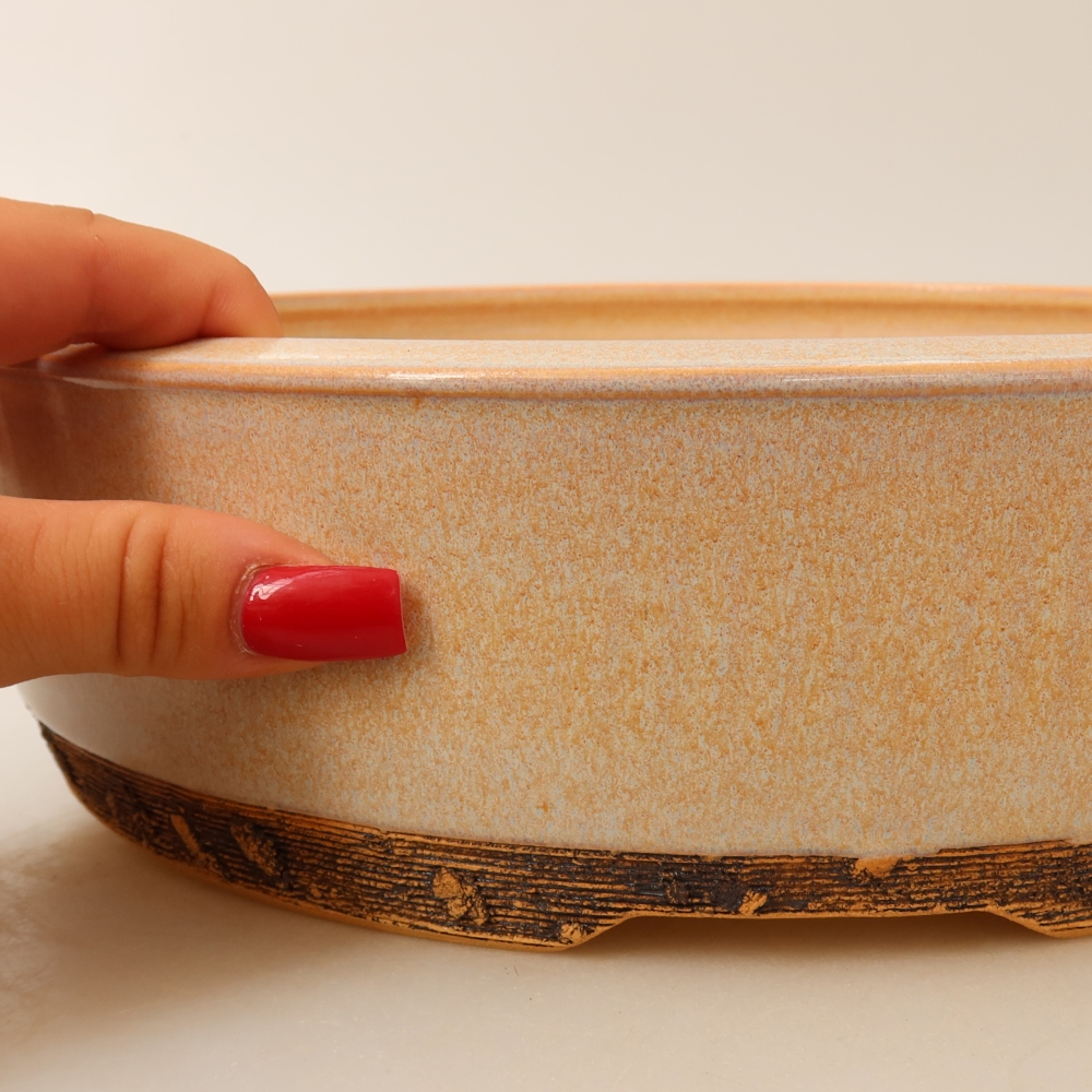 Keramische bonsaipot 27,5 x 27,5 x 7,5 cm, kleur: beige