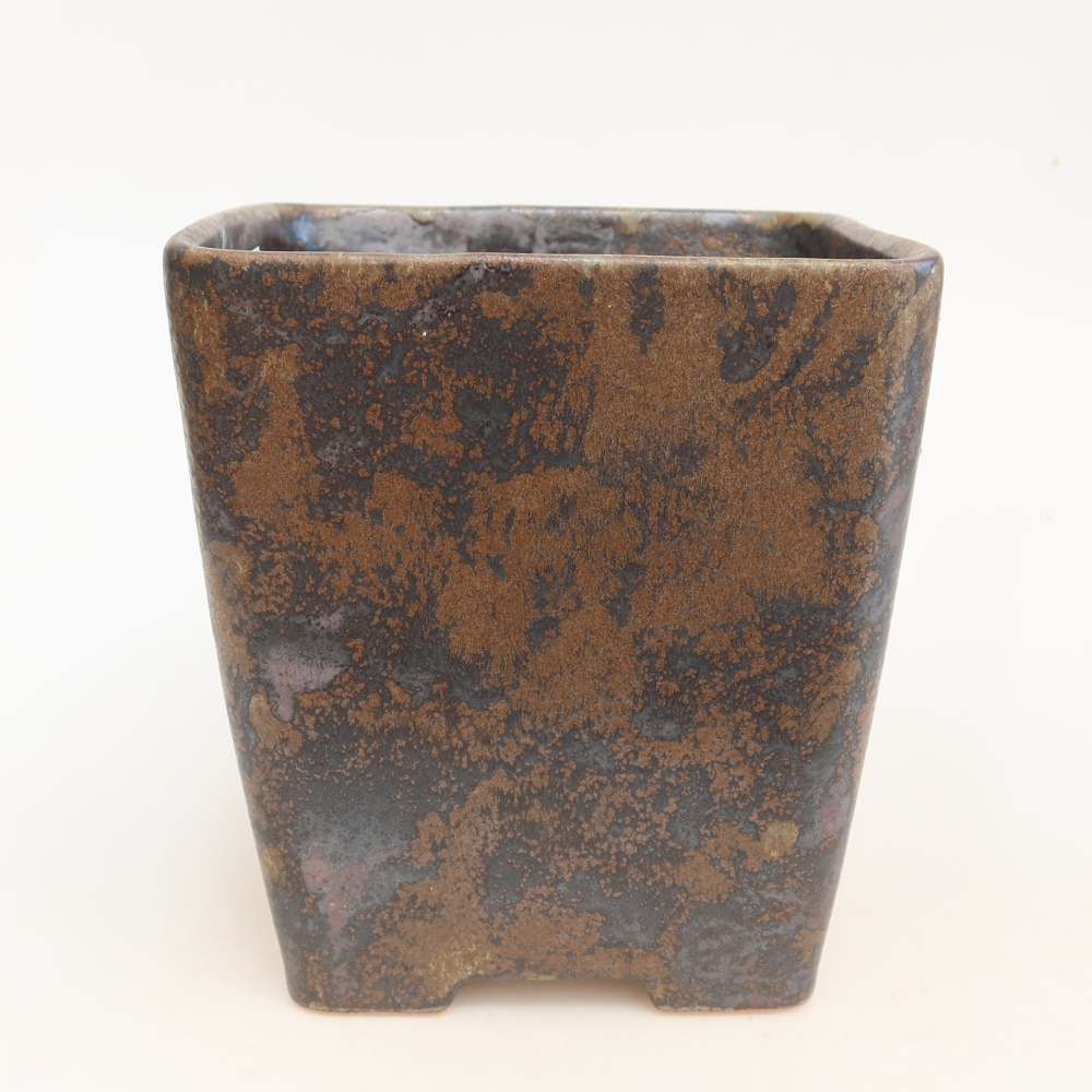 Bonsaischaal van keramiek 14 x 14 x 15 cm, bruin