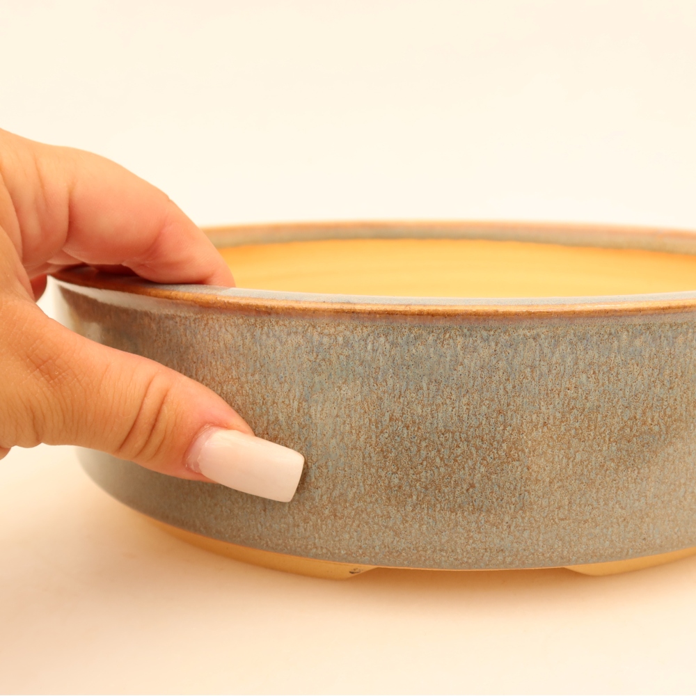 Keramische bonsaipot 23,5 x 23,5 x 6,5 cm, kleur grijs
