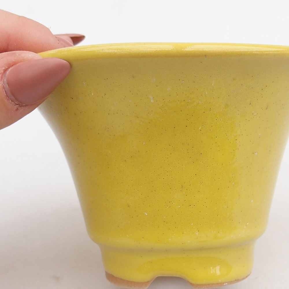 Bonsaischaal van keramiek 10,5 x 10,5 x 7 cm, geel