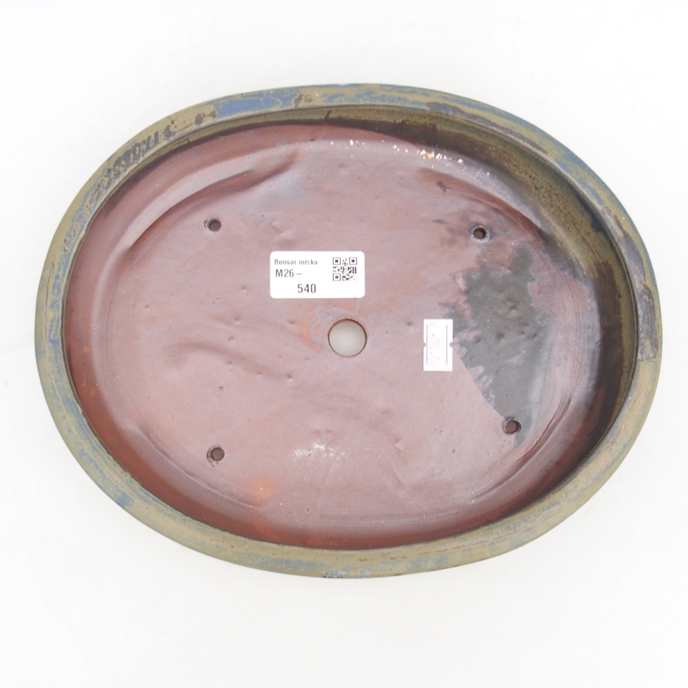 Bonsaischaal van keramiek 24,5 x 20 x 4 cm, kleur blauw