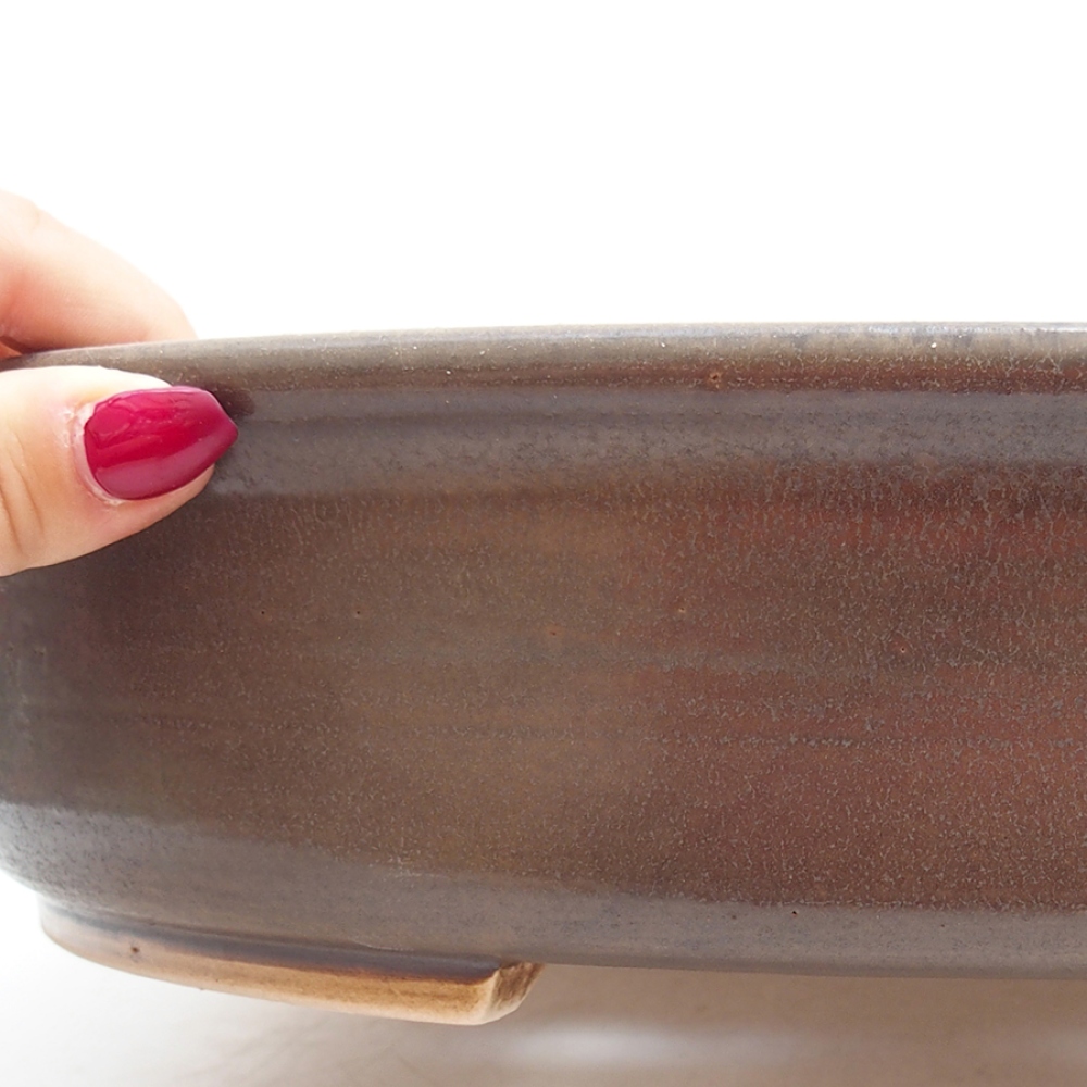 Bonsaischaal van keramiek 32,5 x 28,5 x 7,5 cm, bruin