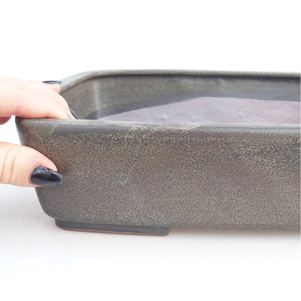 Bonsaischaal van keramiek 26,5 x 20,5 x 7 cm, grijs