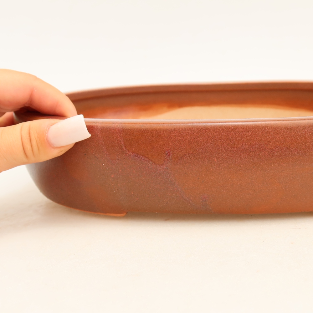 Keramische bonsaipot 27 x 21 x 5,5 cm, kleur bordeauxrood