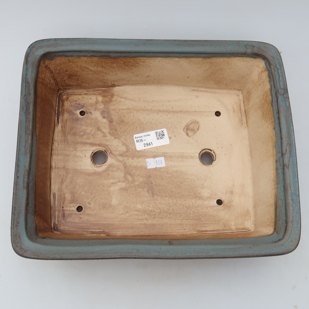 Keramische bonsaipot 29,5 x 24 x 8 cm, kleur: blauw