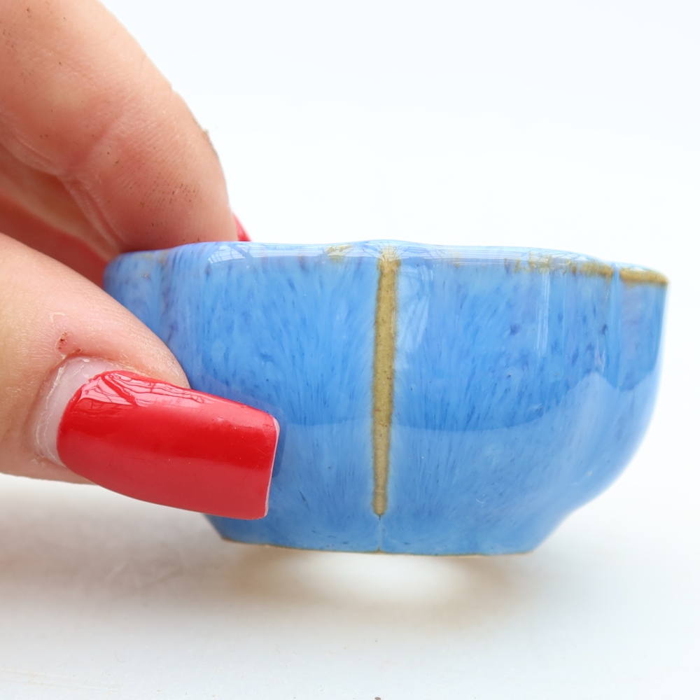 Keramische bonsaipot 6 x 6 x 3 cm, kleur: blauw
