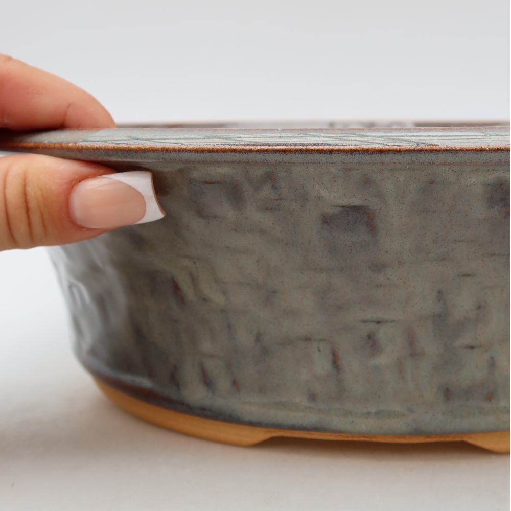Keramische bonsaischaal 26,5 x 26,5 x 8 cm, kleur grijs