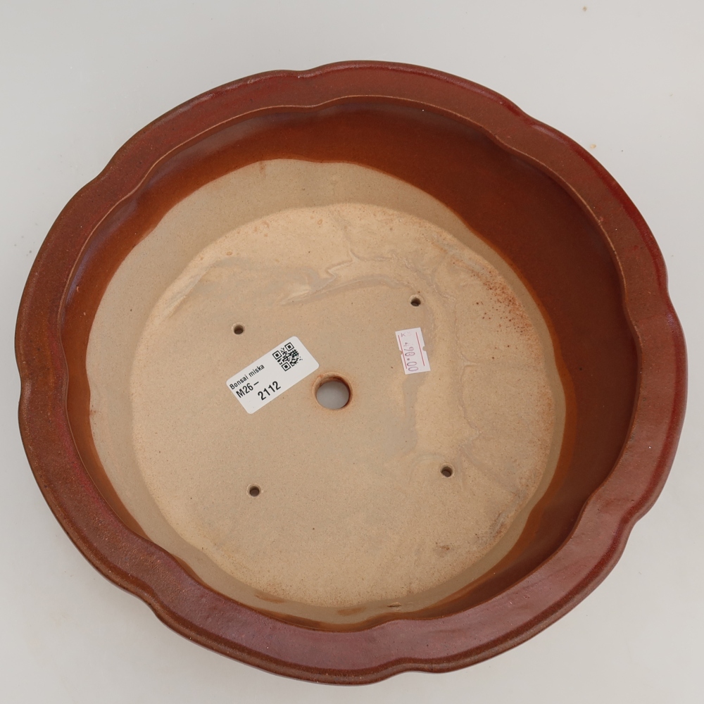 Bonsaischaal van keramiek 26 x 26 x 8 cm, bordeauxrood