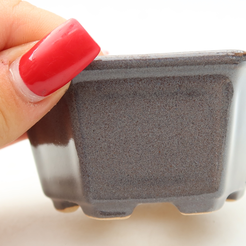 Keramische bonsaischaal 8 x 7 x 4 cm, kleur grijs
