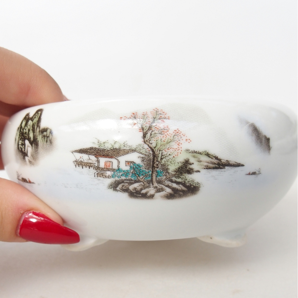 Bonsaischaal van keramiek 10 x 10 x 5 cm, kleur wit