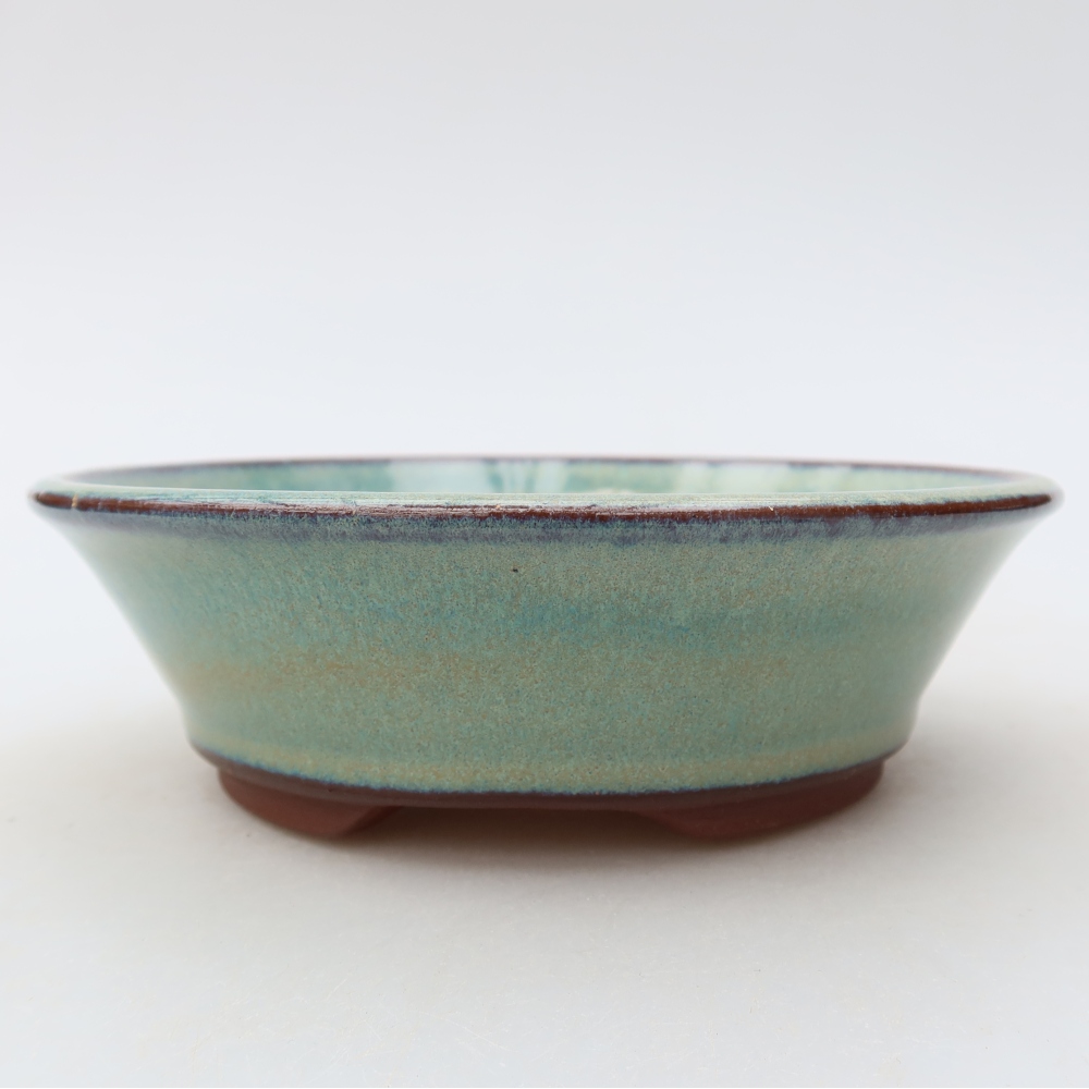 Keramische bonsaipot 14,5 x 14,5 x 4,5 cm, kleur groen