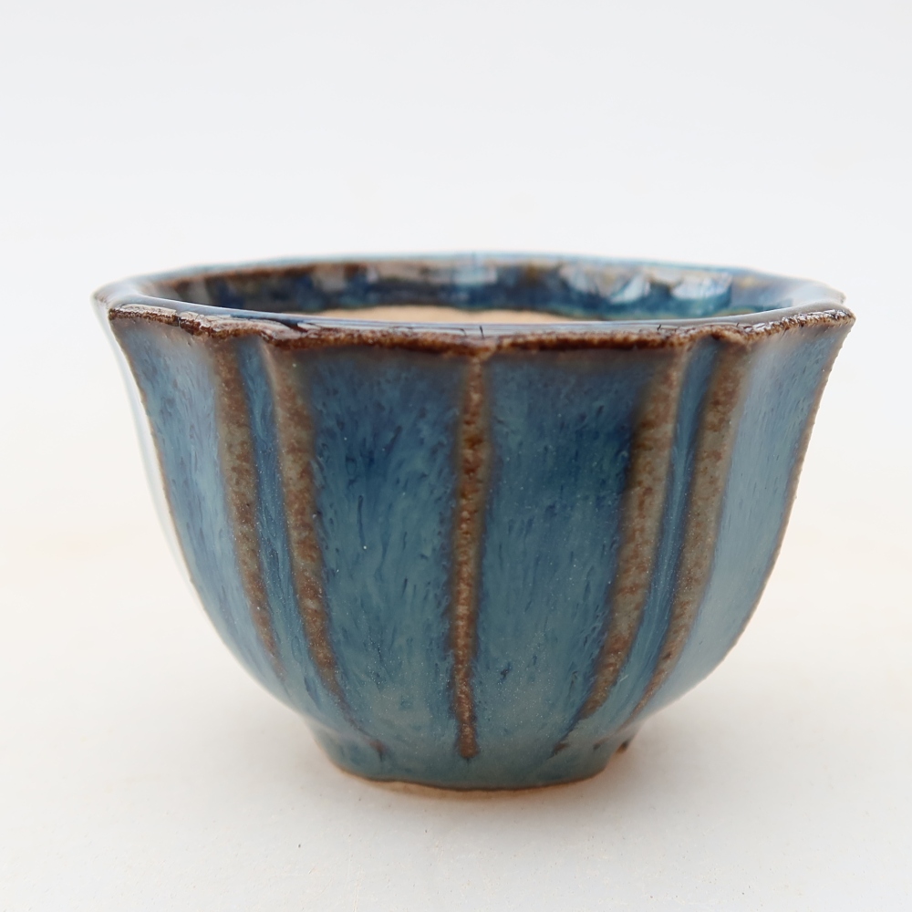 Keramische bonsaischaal 5,5 x 5,5 x 3,5 cm, kleur: blauw