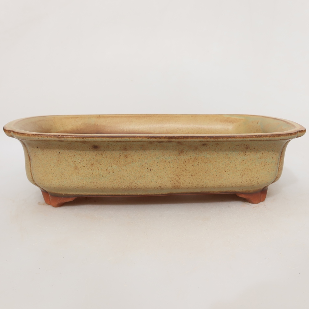 Keramische schaal  24 x 17 x 6 cm, kleur groenbeige