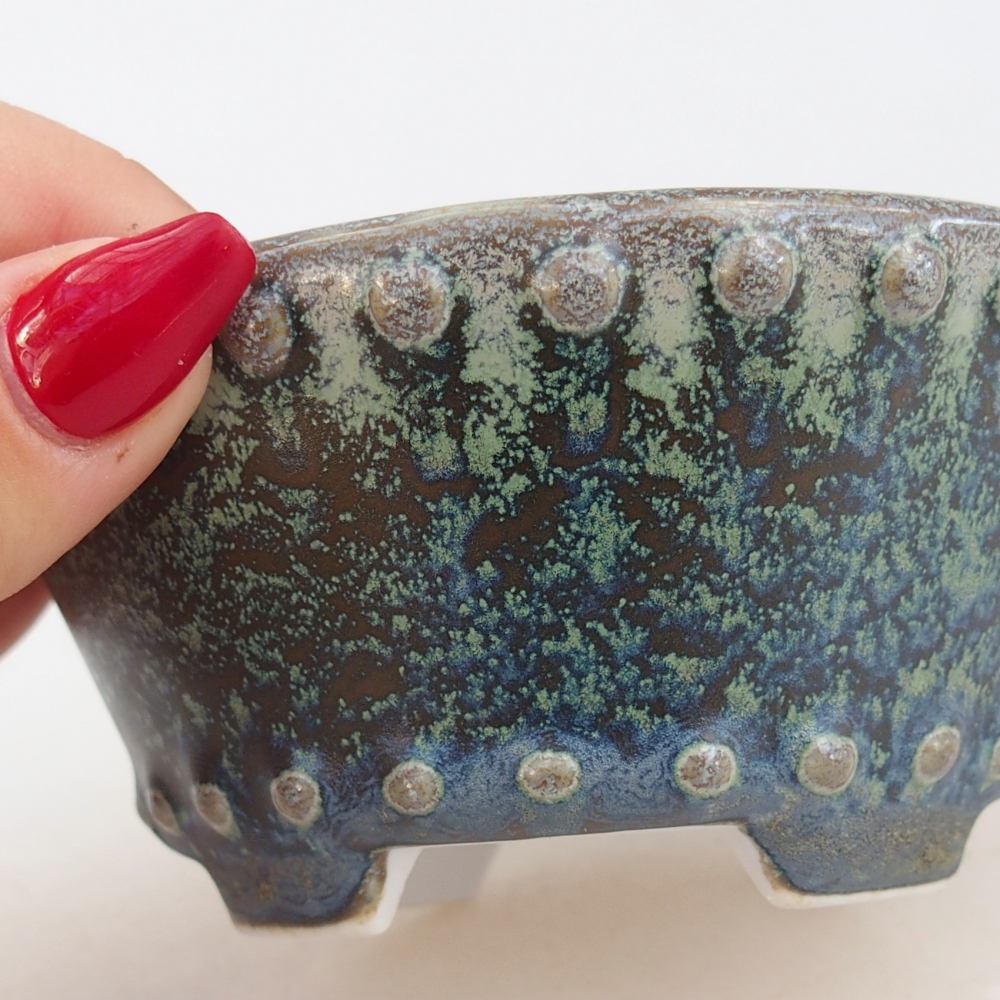 Bonsaischaal van keramiek 10,5 x 10,5 x 5 cm, groen