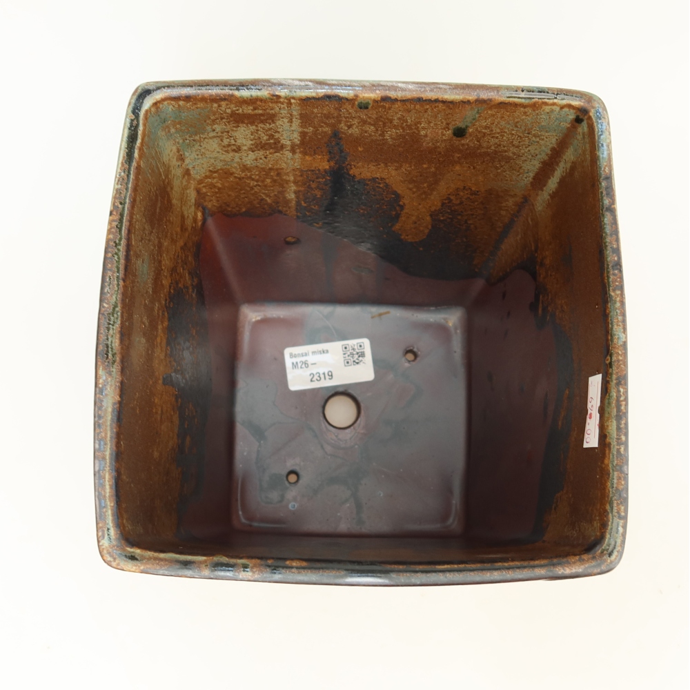 Keramische bonsaipot 15,5 x 15,5 x 19 cm, kleur bruin