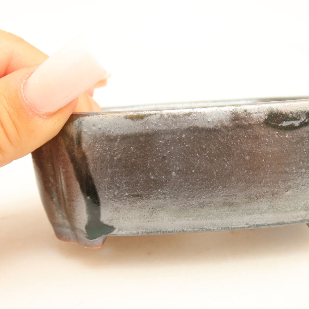 Keramische bonsaipot 10,5 x 8 x 4 cm, metaalachtige kleur