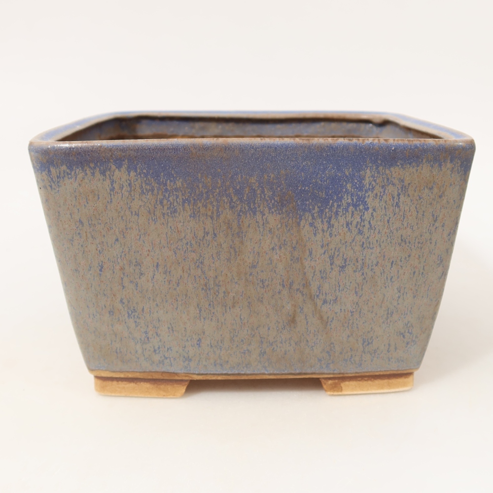 Bonsaischaal van keramiek 16 x 16 x 10 cm, kleur blauw