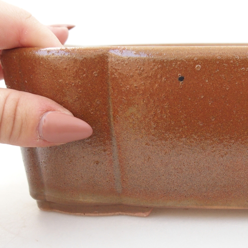 Bonsaischaal van keramiek 26 x 26 x 8 cm, kleur rood