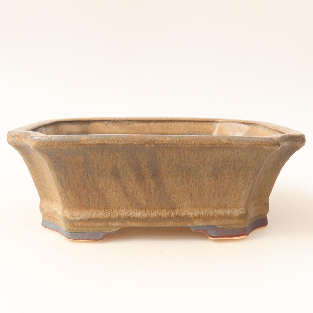 Keramische bonsaipot 18 x 15,5 x 6 cm, kleur bruin