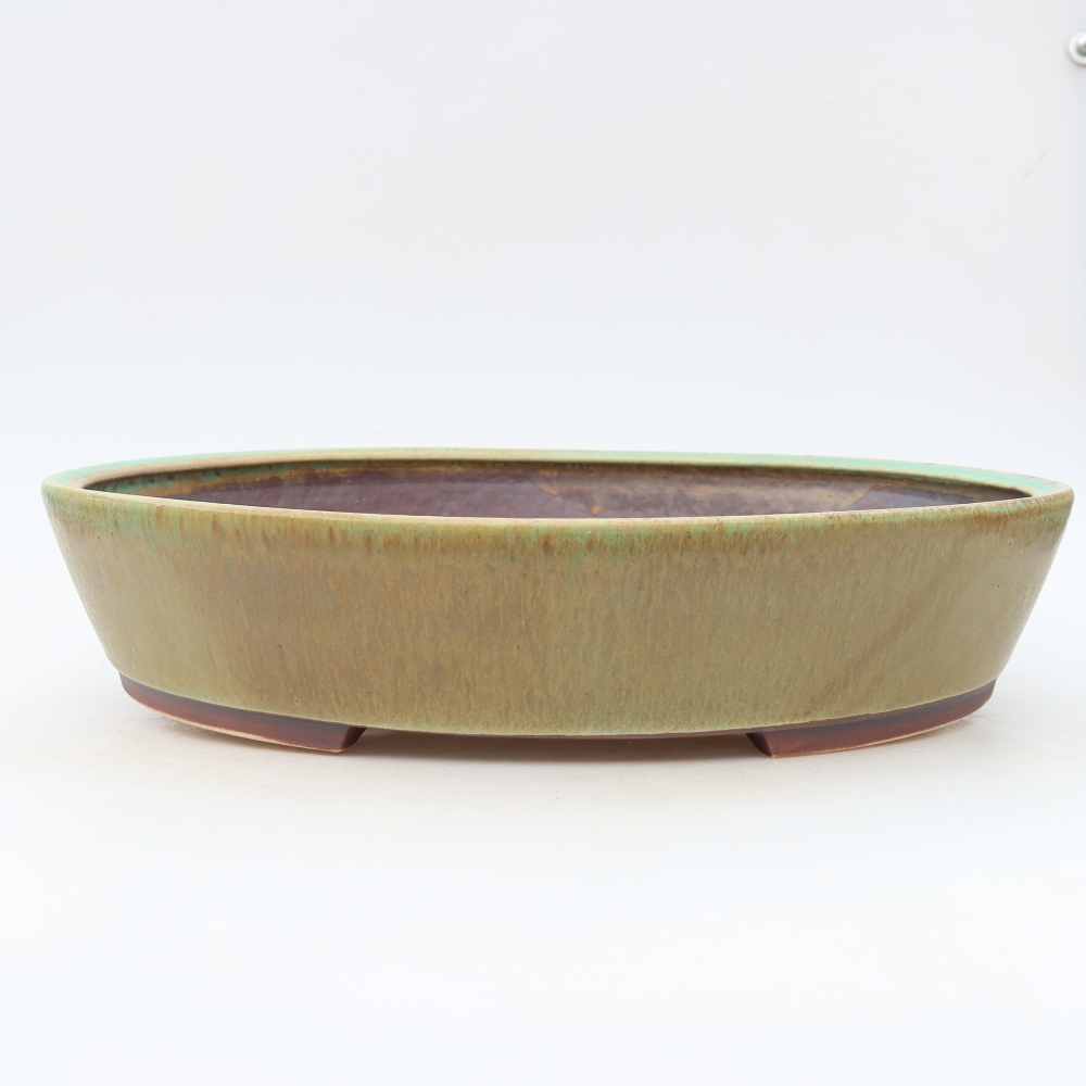 Keramische bonsaischaal 32 x 28 x 6,5 cm, kleur: groen