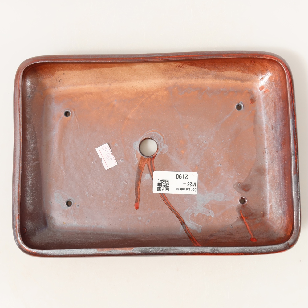 Keramische bonsaipot 24 x 17,5 x 4 cm, kleur metaalrood