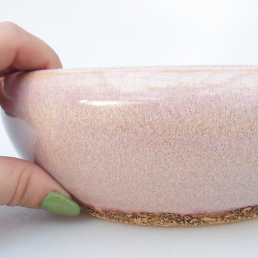 Bonsaischaal van keramiek 18,5 x 18,5 x 6,5 cm, roze