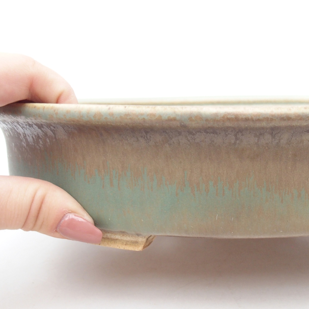 Bonsaischaal van keramiek 26 x 23,5 x 5,5 cm, groen