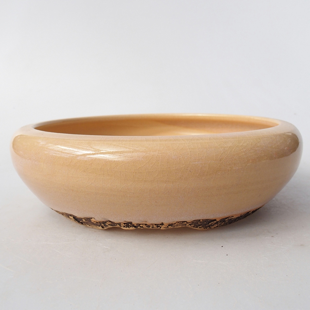 Bonsaischaal van keramiek 19 x 19 x 7 cm, kleur beige