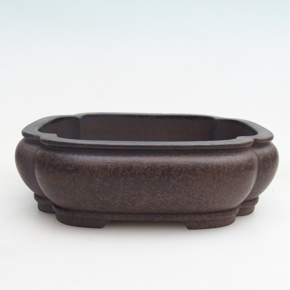 Bonsaischaal van keramiek 14 x 11 x 4,5 cm, kleur okerbruin