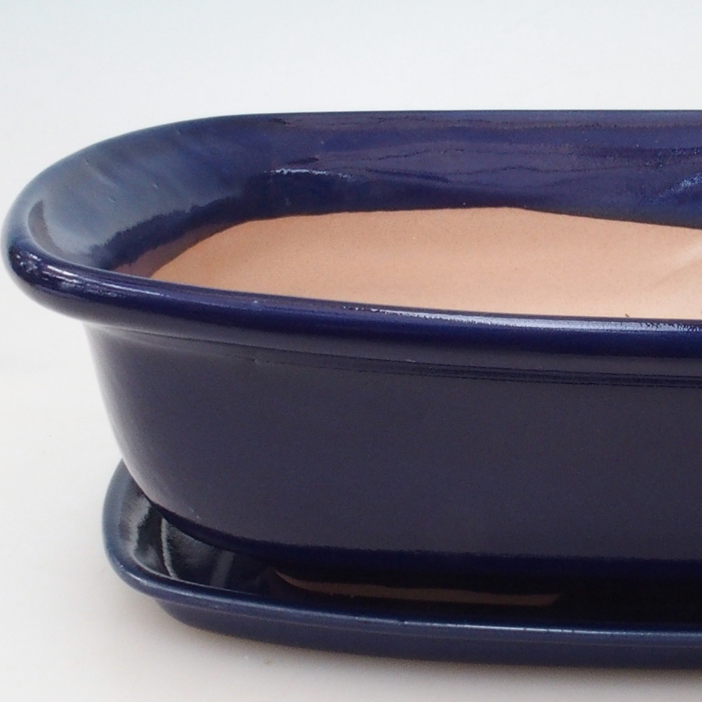 Bonsai kom + schotel H10 - 37 x 28 x 9 cm - blauw