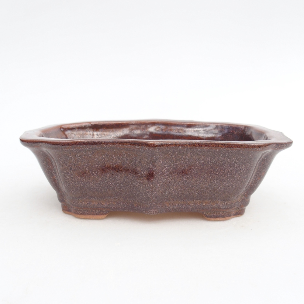 Bonsaischaal van keramiek 15,5 x 11,5 x 4,5 cm, bruin