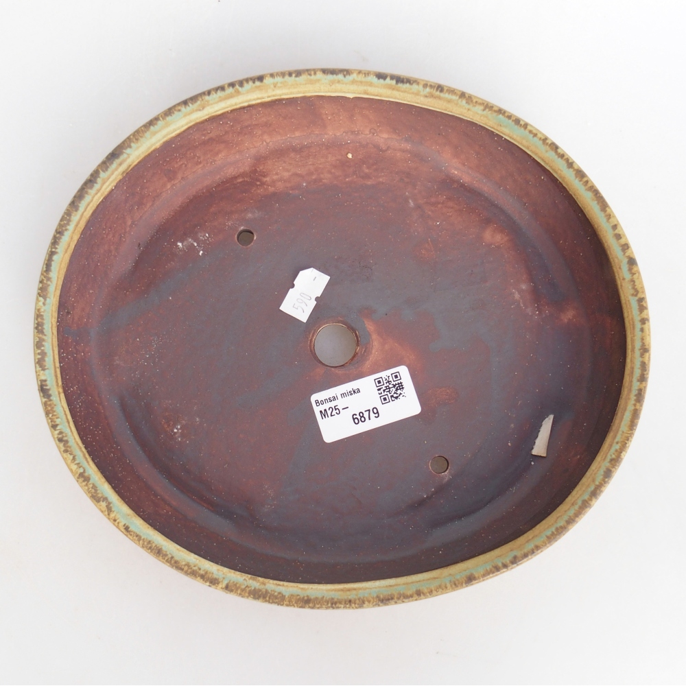 Bonsaischaal van keramiek 22,5 x 20 x 4,5 cm, groen