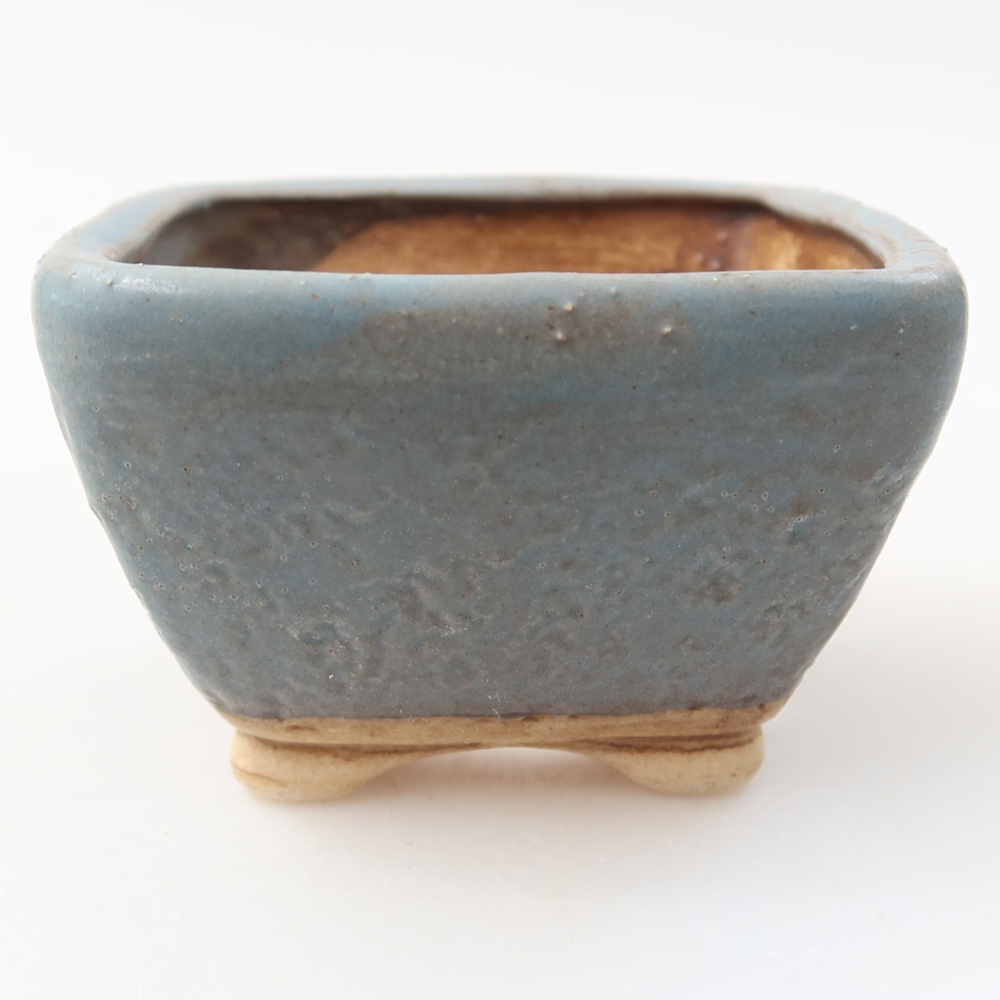 Keramische bonsaischaal 6 x 6 x 4 cm, kleur: blauw