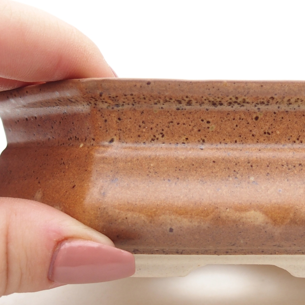 Bonsaischaal van keramiek 13,5 x 13,5 x 4,5 cm, bruin