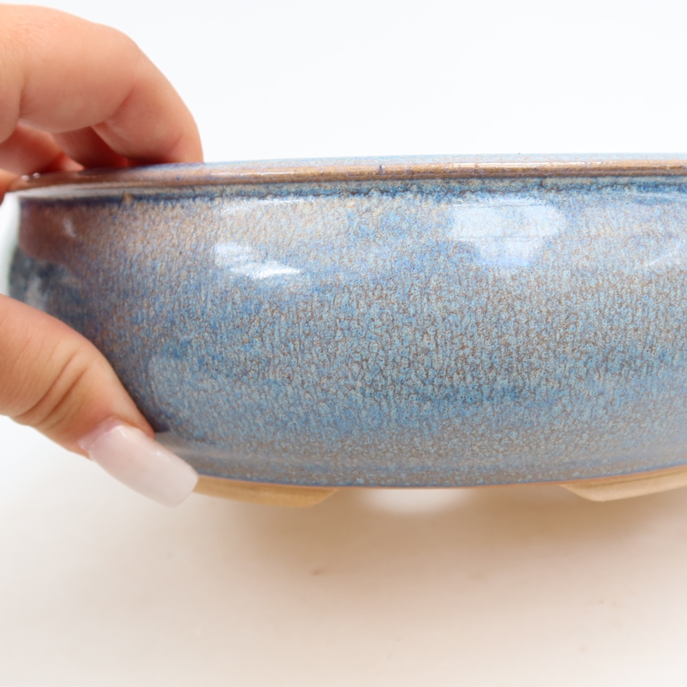 Keramische bonsaipot 21,5 x 21,5 x 7 cm, kleur: blauw