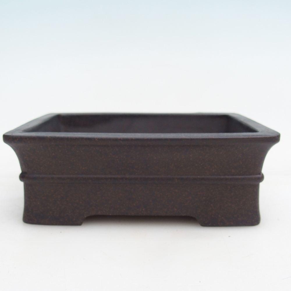 Bonsaischaal van keramiek 14,5 x 10,5 x 5 cm, kleur okerbruin