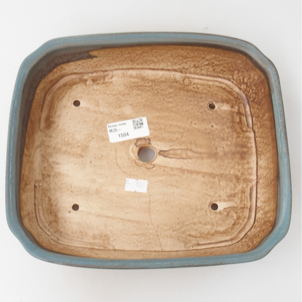 Bonsaischaal van keramiek 24,5 x 21,5 x 6,5 cm, kleur blauw