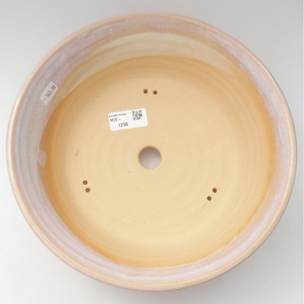 Bonsaischaal van keramiek 26,5 x 26,5 x 7,5 cm, kleur beige