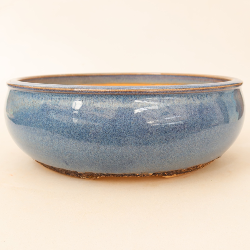 Bonsaischaal van keramiek 24 x 24 x 8 cm, kleur blauw