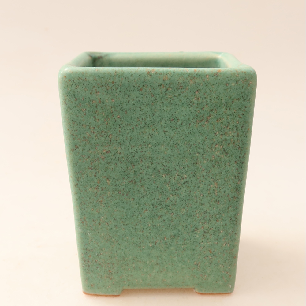 Keramische bonsaischaal 7,5 x 7,5 x 10 cm, kleur groen