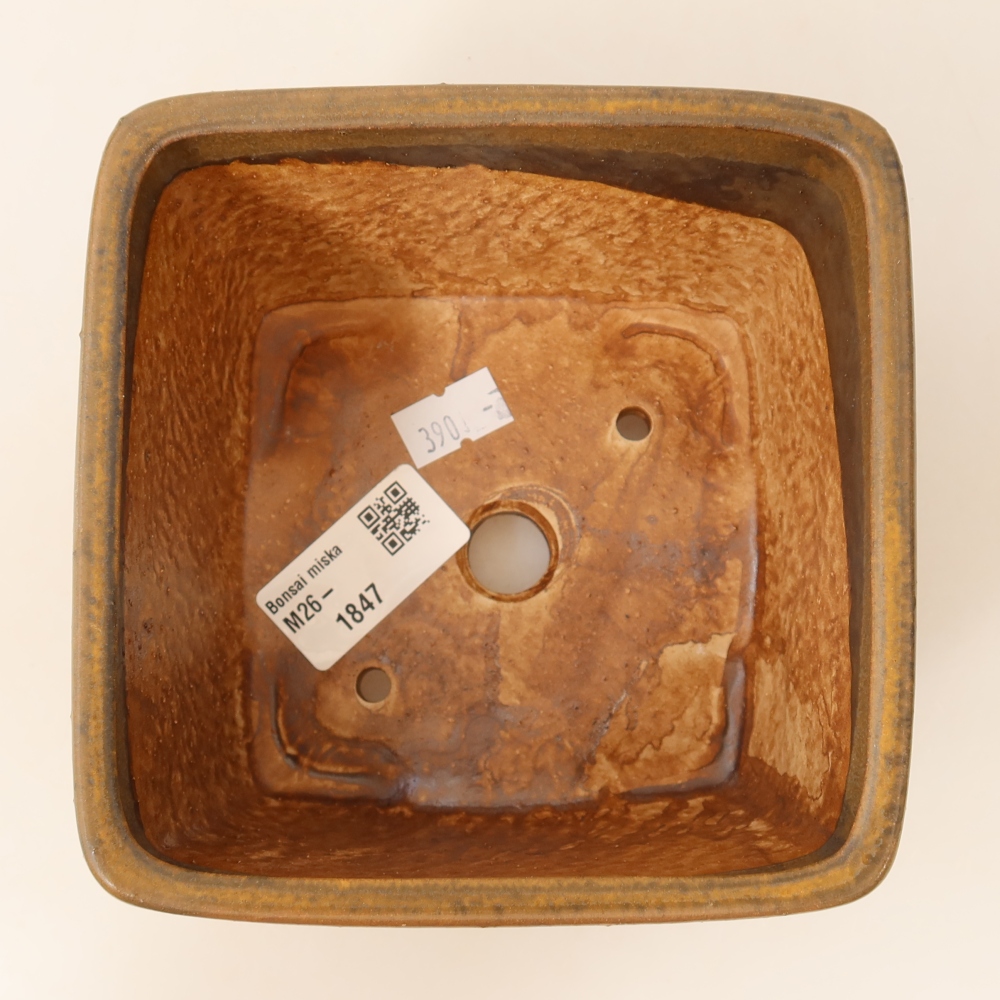 Bonsaischaal van keramiek 13 x 13 x 8 cm, bruin