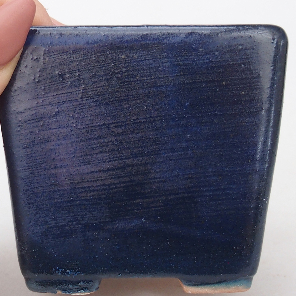 Bonsaischaal van keramiek 7,5 x 7,5 x 7 cm, kleur blauw