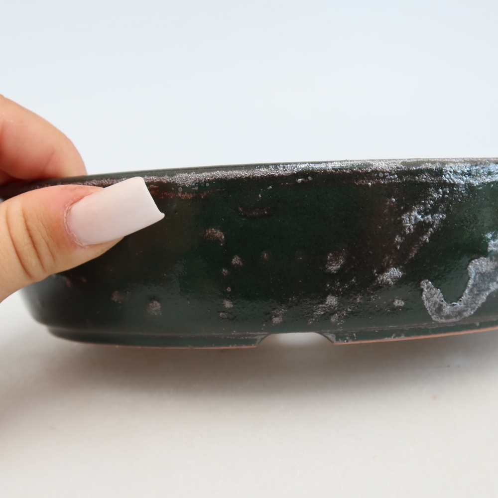 Keramische bonsaipot 18,5 x 13,5 x 4,5 cm, kleur groen