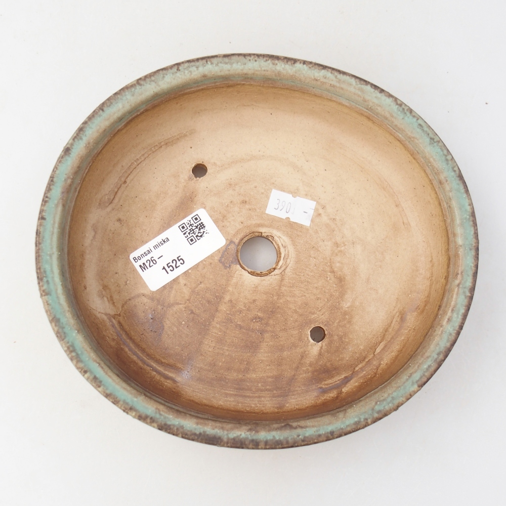 Bonsaischaal van keramiek 17,5 x 16 x 4,5 cm, groen