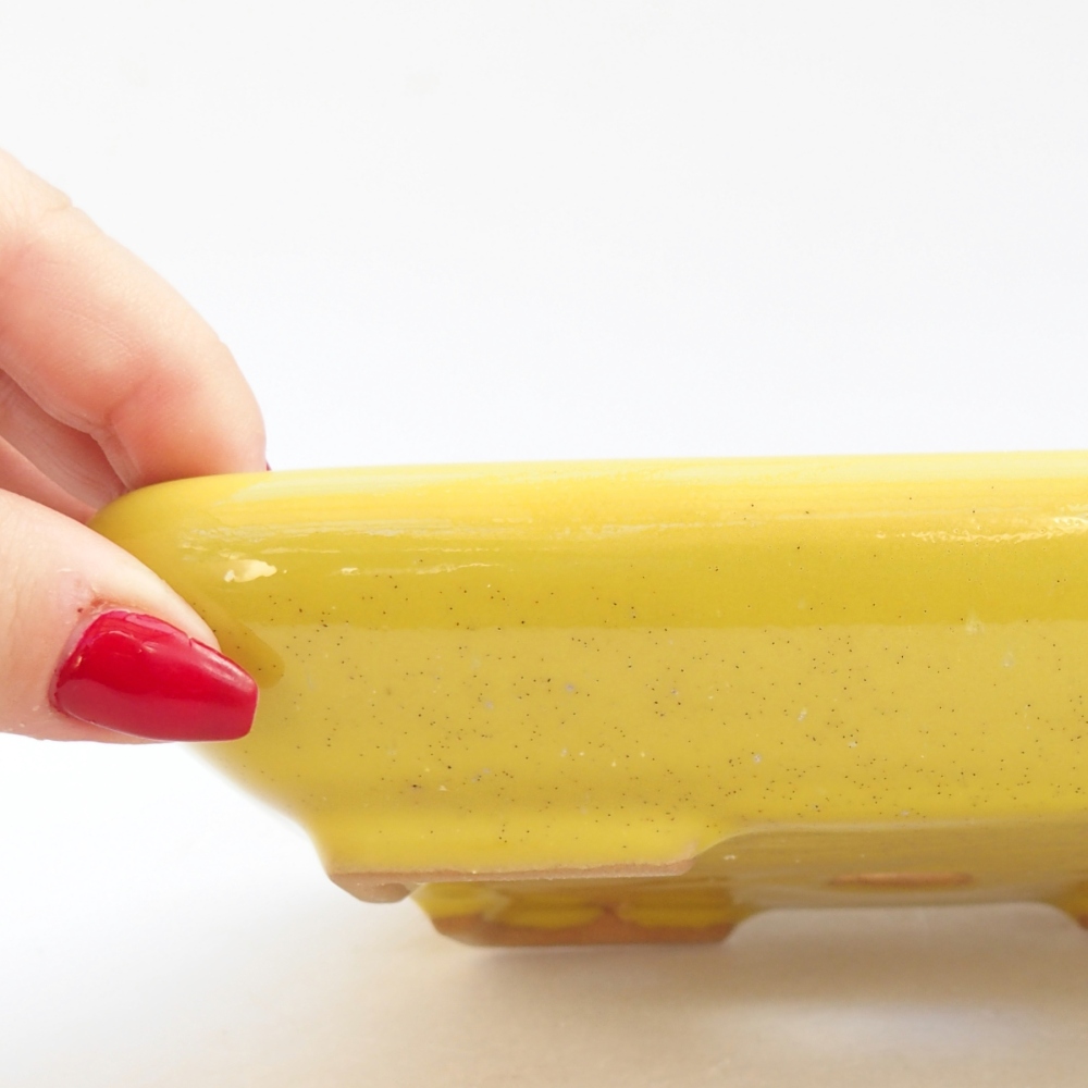 Bonsaischaal van keramiek 26 x 26 x 8 cm, kleur rood