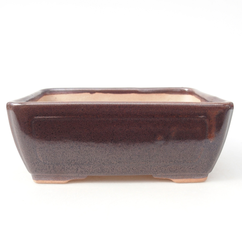 Bonsaischaal van keramiek 15,5 x 11,5 x 6 cm, bruin