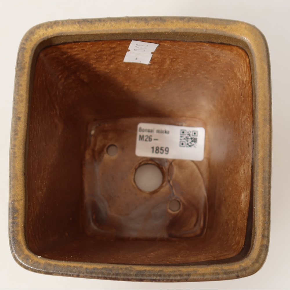 Keramische bonsaipot 10,5 x 10,5 x 12 cm, kleur bruin