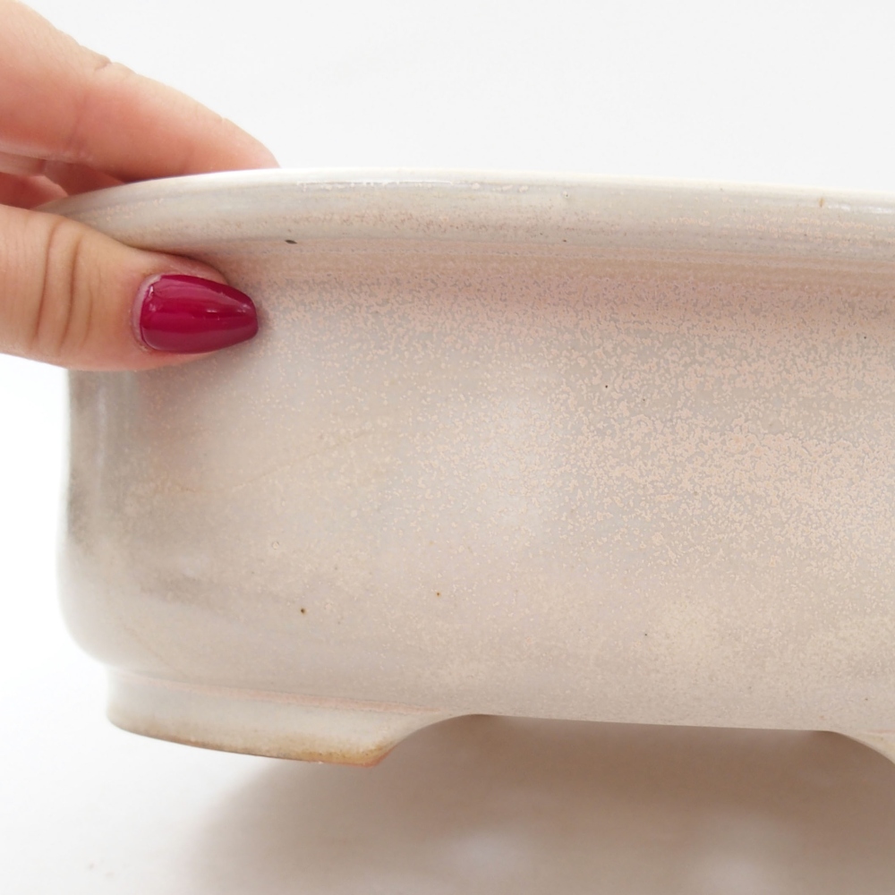 Bonsaischaal van keramiek 26 x 22 x 8 cm, kleur beige