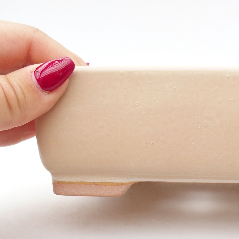 Bonsaischaal van keramiek 15 x 11 x 5,5 cm, kleur beige